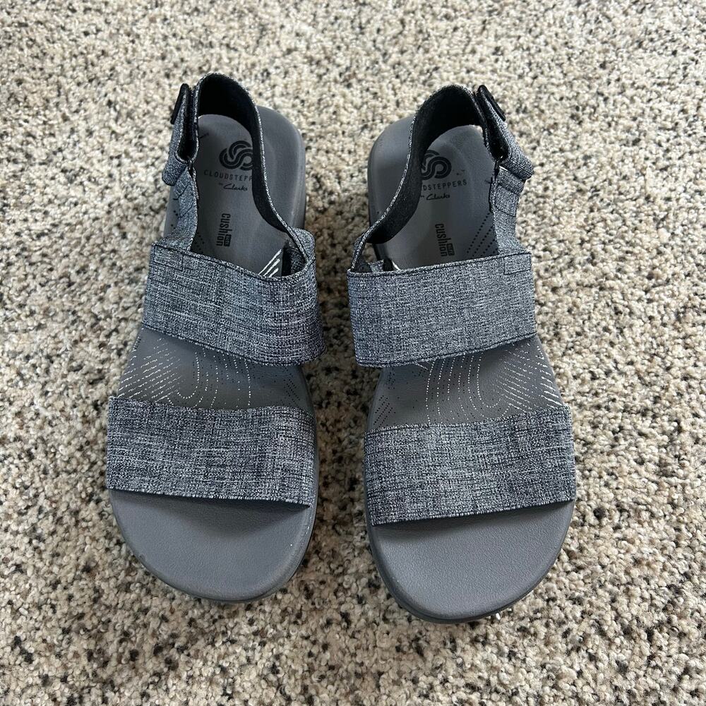 Clarks Gray Fabric Slingback Sandals - Picture 2 of 7